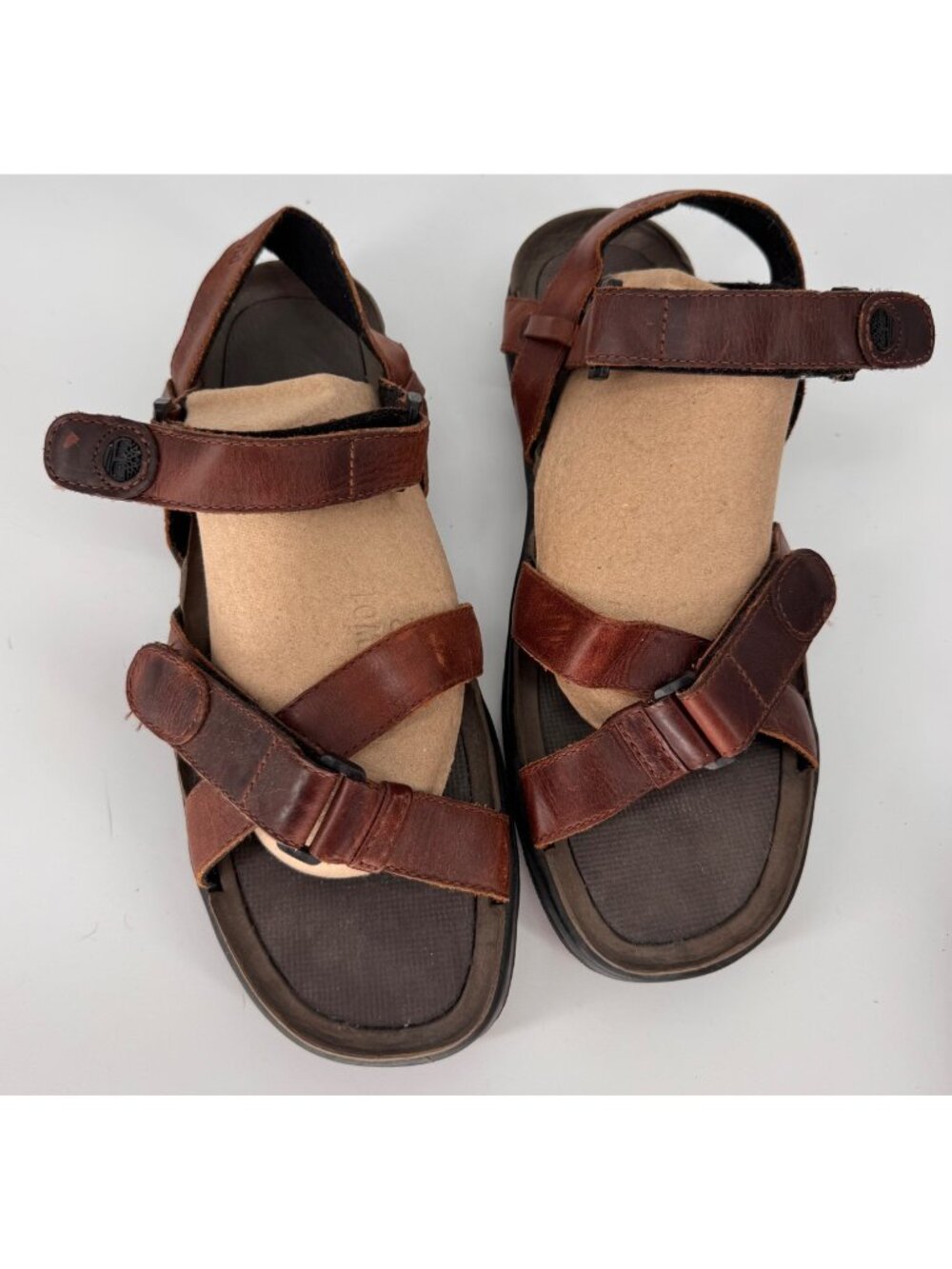 Timberland Vintage Brown Leather Sandals With Adjustable Straps Mens Size 13M